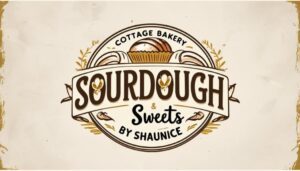 Business logo. Text reads: Cottage Bakery, Sourdough and Sweets by Shaunice.